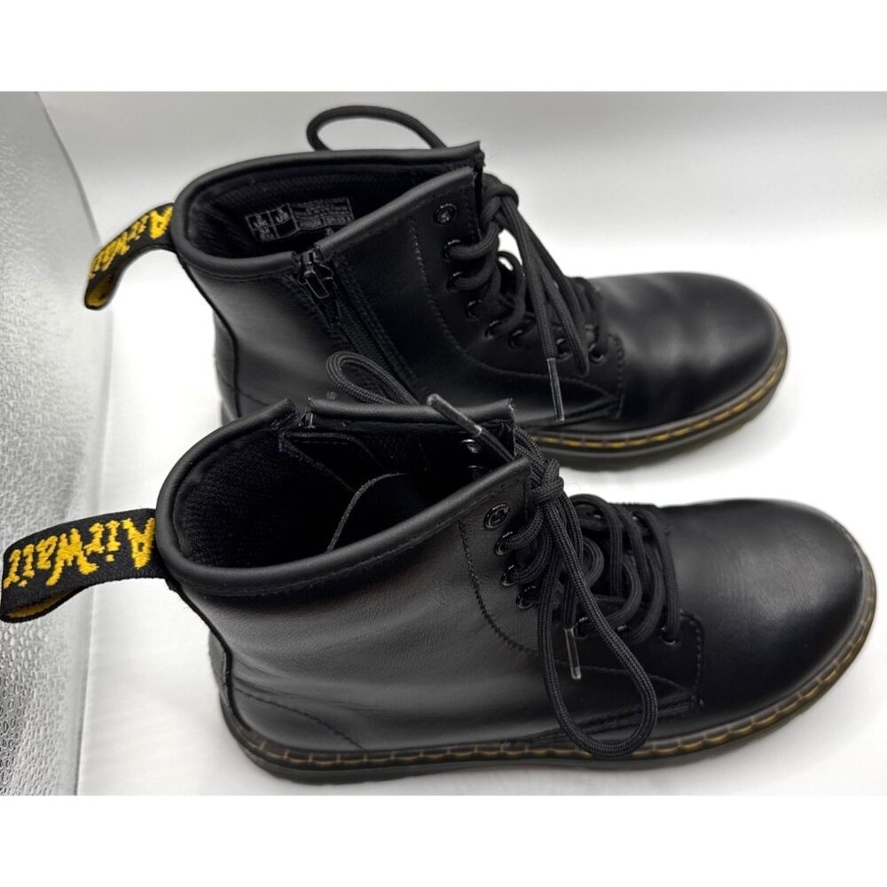 Dr. Doc Martens Zavala J Combat Boots Kids Black Leather Unisex US Size 3